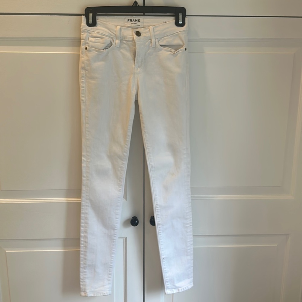 White pre-loved frame skinny jeans